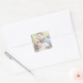 Eenvoudige tekstoverlay fotohuwelijk vierkante sticker (Envelop)
