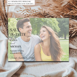 Eenvoudige tekstoverlayfoto save the date