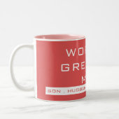 Eenvoudige teksttypografie tweekleurige koffiemok (Links)