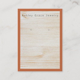 Eenvoudige Terra Cotta Brown Wood Earring Display  Visitekaartje