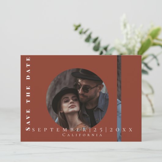 eenvoudige terracotta afbeelding Flat Save The Dat Save The Date (Staand voorkant)