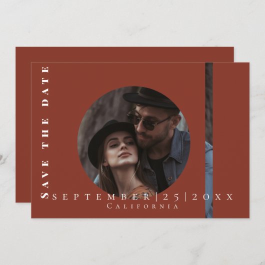 eenvoudige terracotta afbeelding Flat Save The Dat Save The Date (Voorkant / Achterkant)