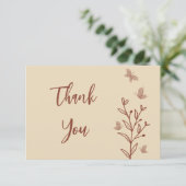 Eenvoudige terracotta bloemenbruiloft bedankkaart (Staand voorkant)