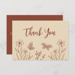 Eenvoudige terracotta bloemenbruiloft bedankkaart