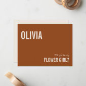 Eenvoudige Terracotta Bloemenmeisje Aanzoekkaart Notitiekaartje (Voorkant / Achterkant in situ)