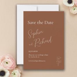 Eenvoudige Terracotta Boho Bloemen en Planten Save The Date