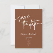 Eenvoudige Terracotta Boho Bloemen Opslaan en Datu Save The Date (Voorkant)