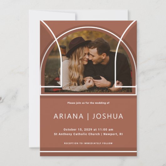 Eenvoudige terracotta Botanische Bouquet met Monog Kaart (Voorkant)