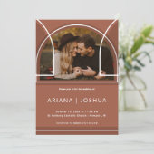 Eenvoudige terracotta Botanische Bouquet met Monog Kaart (Staand voorkant)