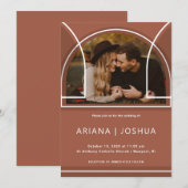 Eenvoudige terracotta Botanische Bouquet met Monog Kaart (Voorkant / Achterkant)