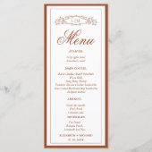 Eenvoudige Terracotta botanische kam monogram brui Menu (Voorkant)