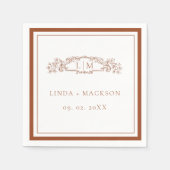 Eenvoudige Terracotta botanische kam monogram brui Servet (Voorkant)