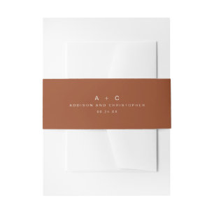 Eenvoudige Terracotta Crème Initialen Monogram Huw Uitnodigingen Wikkel