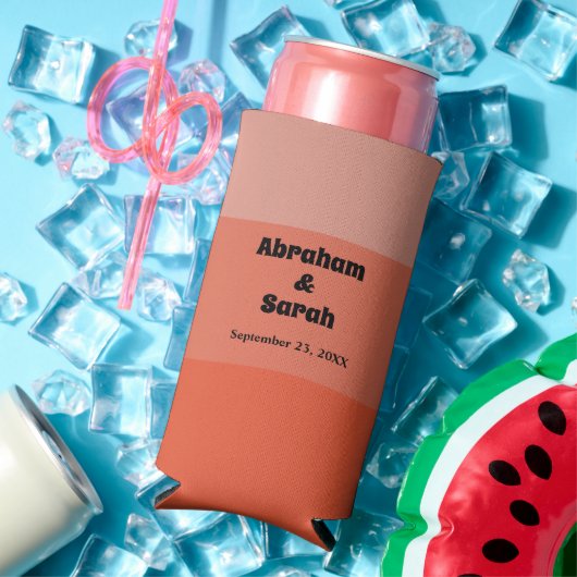 Eenvoudige Terracotta Earth Tones Ombre Wedding Fa Seltzer Blikjeskoeler (Insitu Zomer)