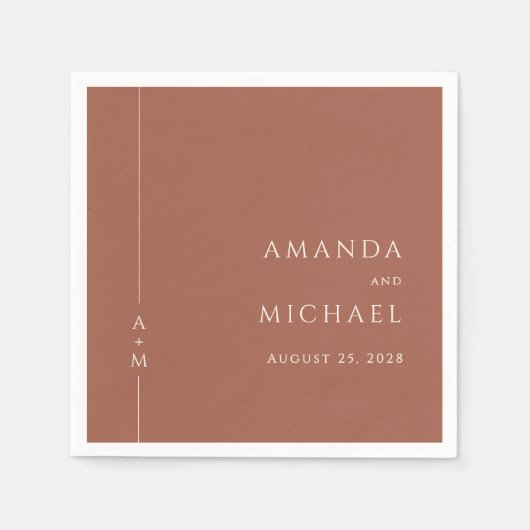 Eenvoudige terracotta elegante klassieke monogram  servet (Voorkant)