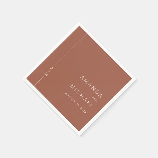 Eenvoudige terracotta elegante klassieke monogram  servet (Hoek)