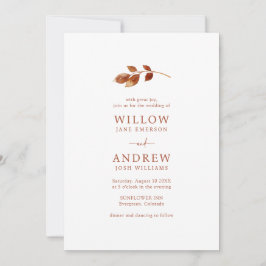 Eenvoudige terracotta Fall Wedding Kaart