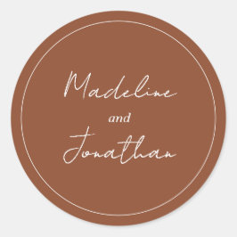 Eenvoudige Terracotta Handgeschreven Script Typogr Ronde Sticker