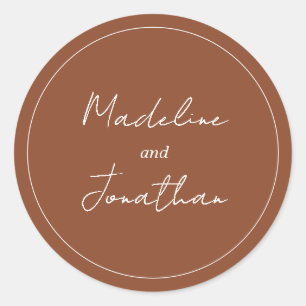 Eenvoudige Terracotta Handgeschreven Script Typogr Ronde Sticker