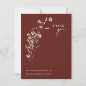 Eenvoudige Terracotta Herfst Herfst Wildbloemen Br Bedankkaart (Voorkant)