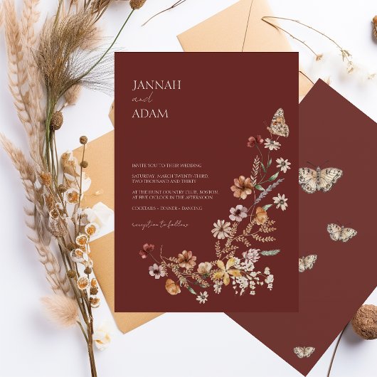 Eenvoudige Terracotta Herfst Herfst Wildbloemen Br Kaart