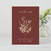 Eenvoudige Terracotta Herfst Herfst Wildbloemen Br Save The Date (Staand voorkant)