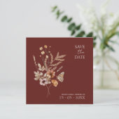 Eenvoudige Terracotta Herfst Herfst Wildbloemen Br Save The Date (Staand voorkant)
