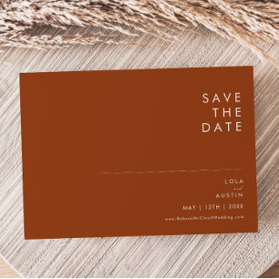 Eenvoudige terracotta horizontaal sparen de datum save the date