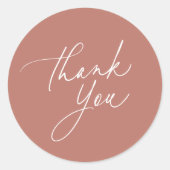 Eenvoudige Terracotta kalligrafie Script Dank u Ronde Sticker (Voorkant)