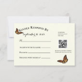 Eenvoudige terracotta met monarchvlinder QRC RSVP (Achterkant)