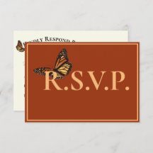 Eenvoudige terracotta met monarchvlinder QRC RSVP