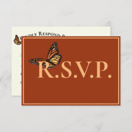 Eenvoudige terracotta met monarchvlinder QRC RSVP