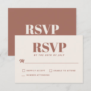 Eenvoudige terracotta Modern Minimalist Wedding RS RSVP Kaartje