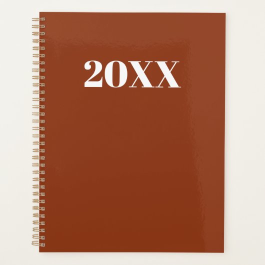 Eenvoudige terracotta moderne typografie jaar mono planner (Voorkant)