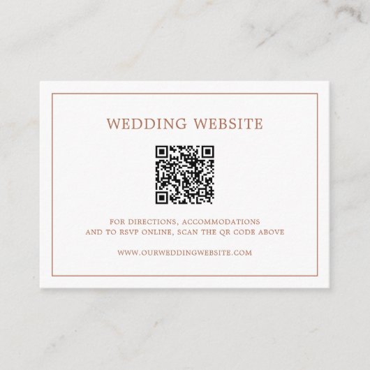 Eenvoudige Terracotta Monogram QR Code Elegante Tr Informatiekaartje (Voorkant)