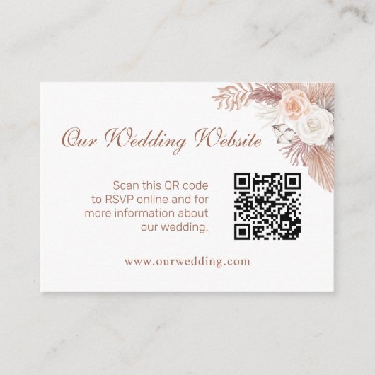 Eenvoudige Terracotta QR Code Website Bruiloft RSV Informatiekaartje (Voorkant)