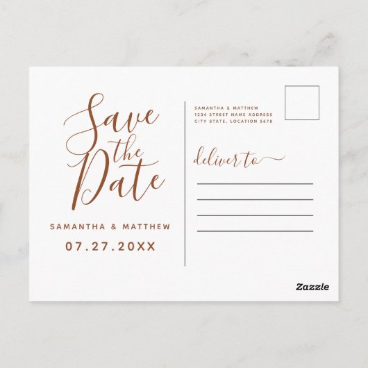 Eenvoudige terracotta redt de datum waarop het Boh Briefkaart (Achterkant)