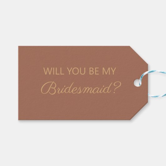 Eenvoudige Terracotta Rust zal je mijn Bridesmaid Cadeaulabel (Voorkant (Horizontaal))