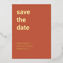 Eenvoudige Terracotta Save the Date Folie Uitnodig