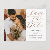 Eenvoudige Terracotta Save the Date Wedding Aankondigingskaart (Voorkant)