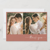 Eenvoudige terracotta twee foto bruiloft dank u bedankkaart (Voorkant)