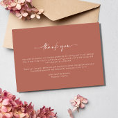 Eenvoudige terracotta twee foto bruiloft dank u bedankkaart