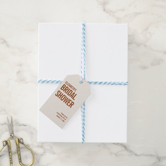 Eenvoudige Terracotta Typografie Bruids Dank Je We Cadeaulabel (Met Touw)