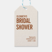 Eenvoudige Terracotta Typografie Bruids Dank Je We Cadeaulabel (Voorkant)