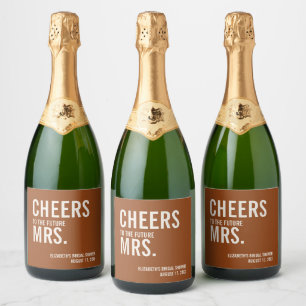 Eenvoudige Terracotta Typografie Bruidsdouche Sparkling Wijnetiket