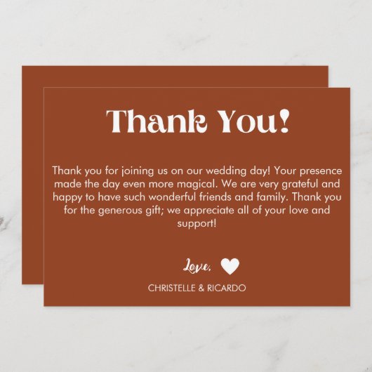 Eenvoudige terracotta verbrande script bruiloft be aankondiging (Voorkant / Achterkant)