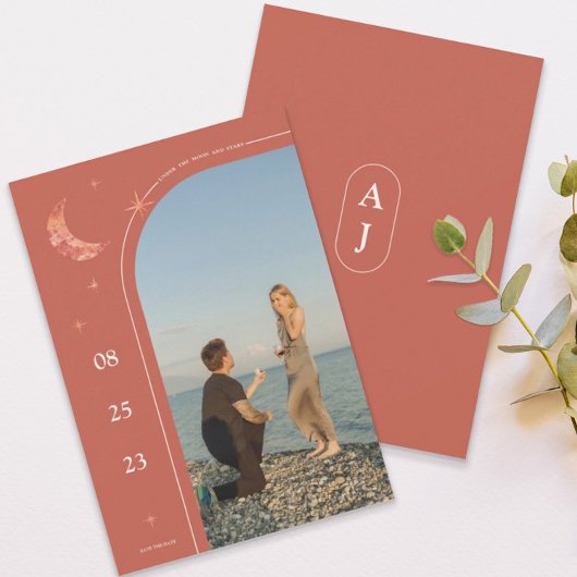 Eenvoudige terracotta Wedding Save the Date