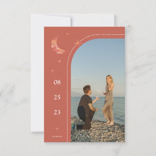 Eenvoudige terracotta Wedding Save the Date (Voorkant)