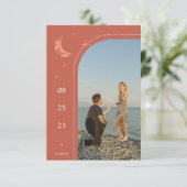 Eenvoudige terracotta Wedding Save the Date (Staand voorkant)