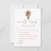 Eenvoudige Terracotta Wilde Bloem Menu Keuze RSVP (Voorkant)